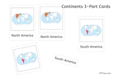 3 Part Cards of Continents