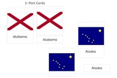 3 Part Cards - Flags of United States
