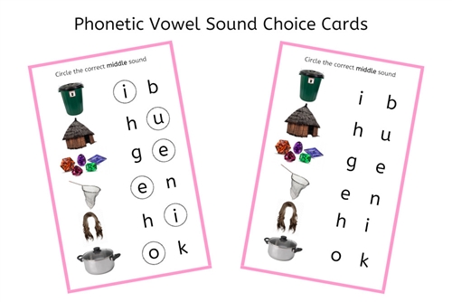 Pink Language Serie G - Vowel Sound Choice Cards