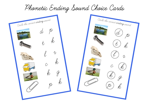 Blue Language Series H - Ending Sound Choice Cards