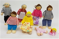 Wooden Dolls - 8 Family Members