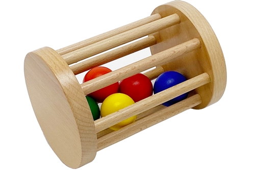 Wooden Rolling Rattle with Balls - IFIT Montessori