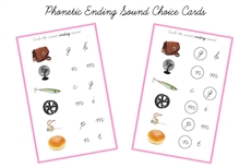 Pink Language Serie I - Ending Sound Choice Cards, Cursive