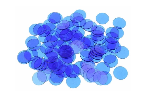 50 x 15mm Clear Blue Plastic Chips