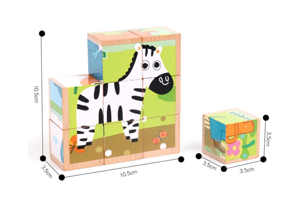 Montessori Wooden Toy IFITMONTESSORI Wood Blocks Animal Puzzle with Tray